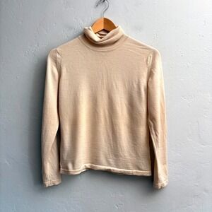 Paul Stuart Vintage Wool Turtleneck Sweater Women Size Small Ivory Long Sleeve